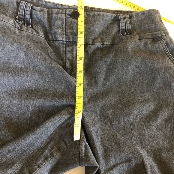Sandro Sportswear Charcoal Gray High Rise Flare Wide Leg Capris Denim Pants Sz10 - Picture 8 of 12